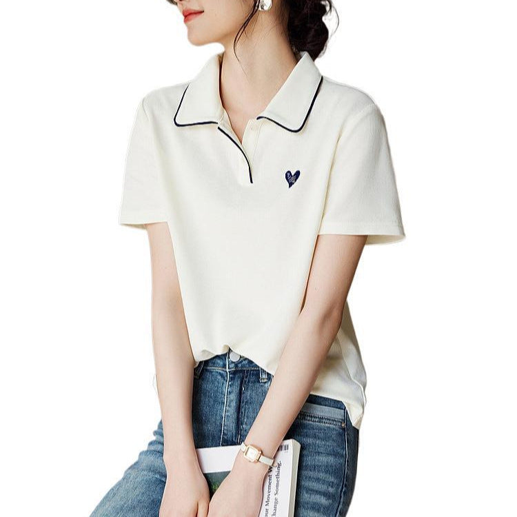 New Love Embroidered Lapel Casual Versatile Slimming Shirt