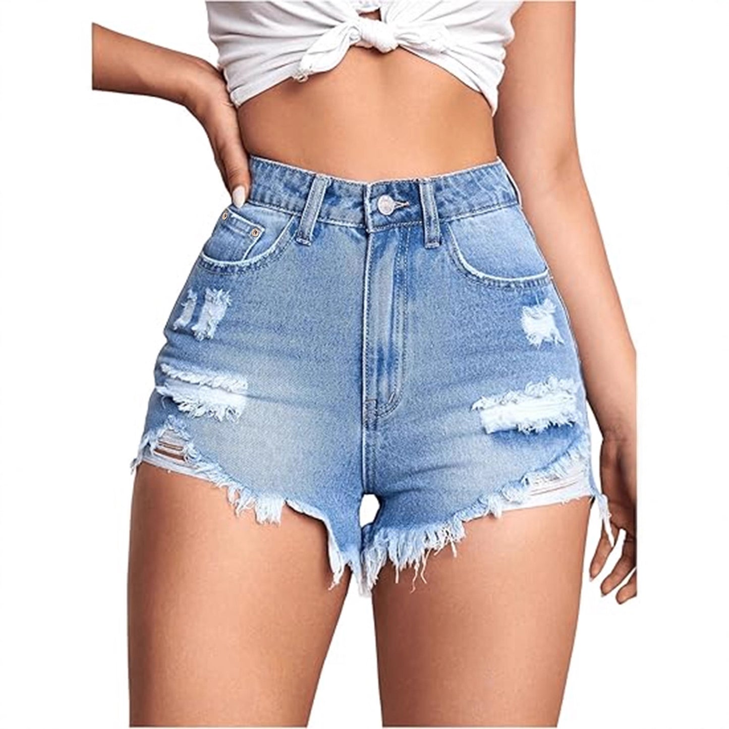 Womens Retro Stretchy Skinny Denim Shorts