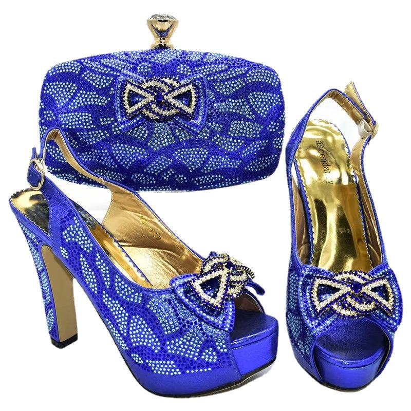 Summer Purple Rubber Pointed High Heel Fashion Sandals With Bag