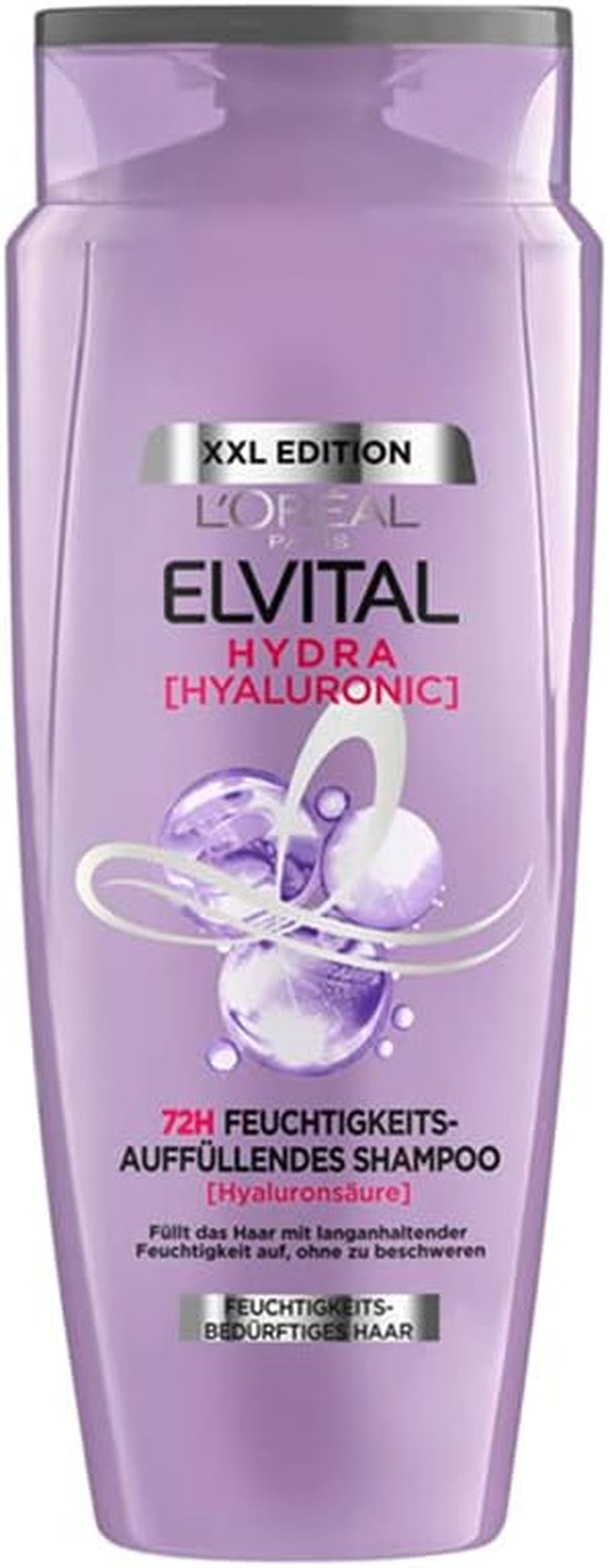 L'Oréal Paris Champú Hidratante Elvital Para Cabello Brillante Y Saludable, Con Ácido Hialurónico Para Un Impulso Hidratante, Hydra Hyaluronic, 400 Ml