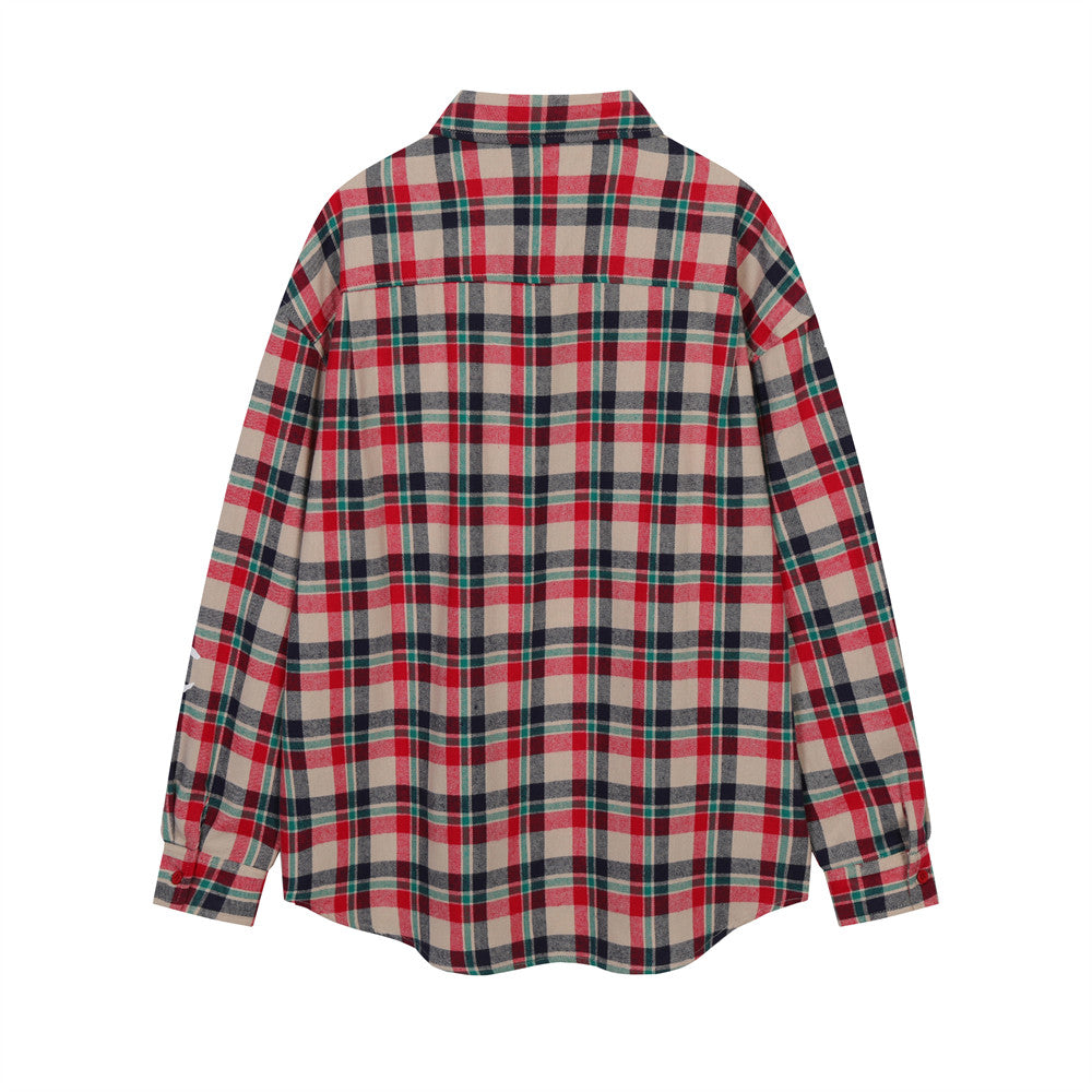Plaid Long Sleeve Shirt Men's Loose Casual Thin Shirt
