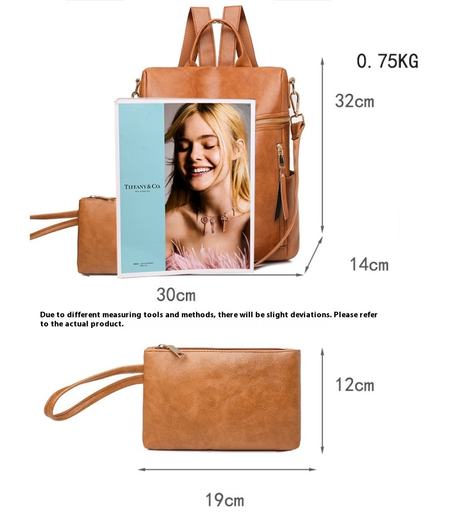 Women's Fashion Solid Color Pu Backpack