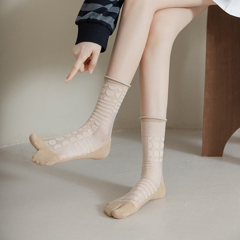 Two-toe Glass Stockings Women's Transparent Crystal