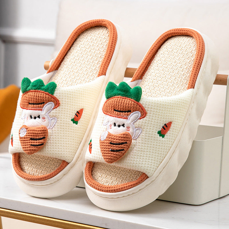 Thick Toe Linen Female PVC Slippers