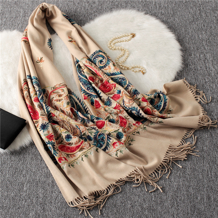 Fashion Embroidered Shawl Warm Thick Women