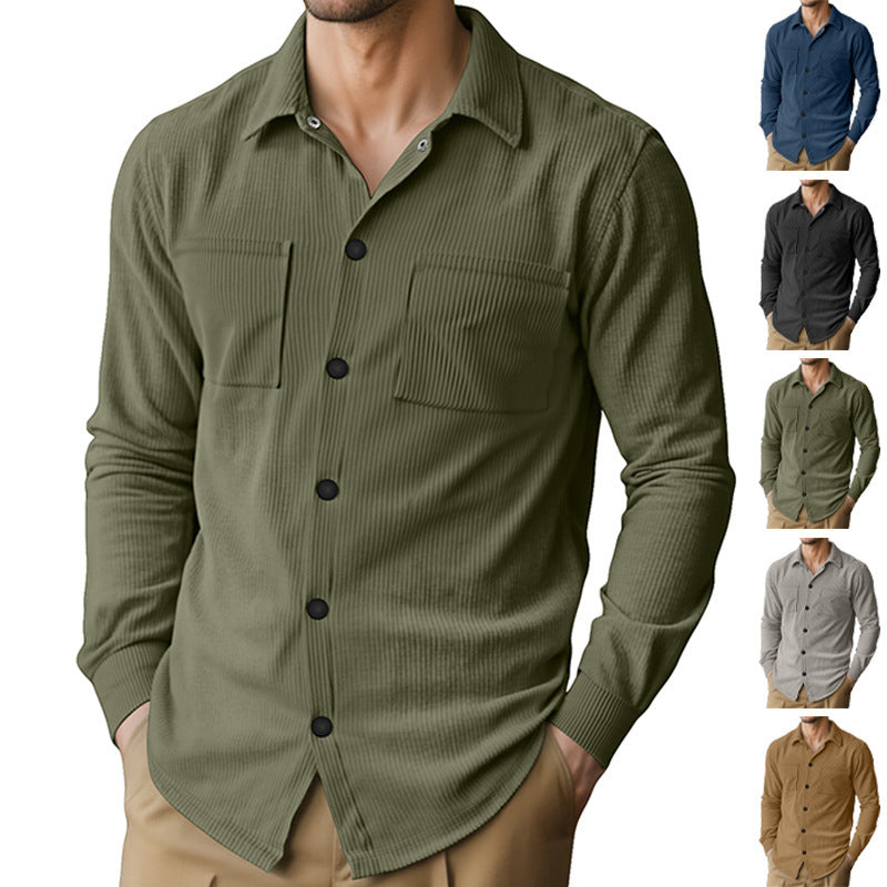 Casual Fashion Polo Collar Multi-pocket Jacket Top