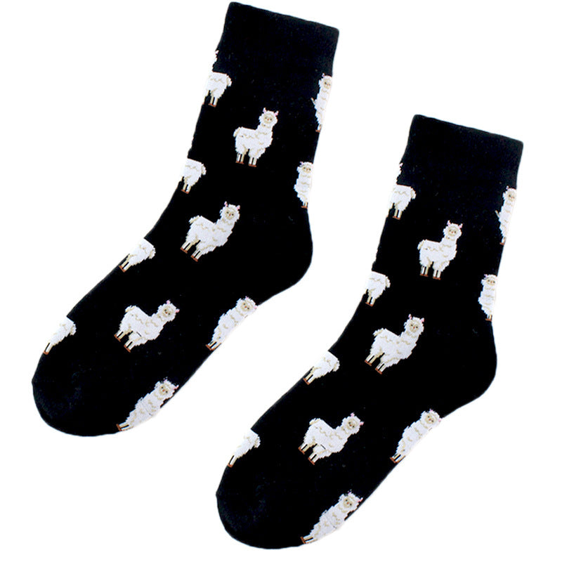 Spring Autumn And Winter Women's Cartoon Animal Middle Tube Socks
