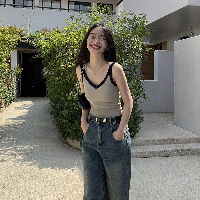 Spring New Cotton Padded Strap Vest