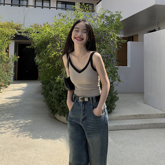 Spring New Cotton Padded Strap Vest