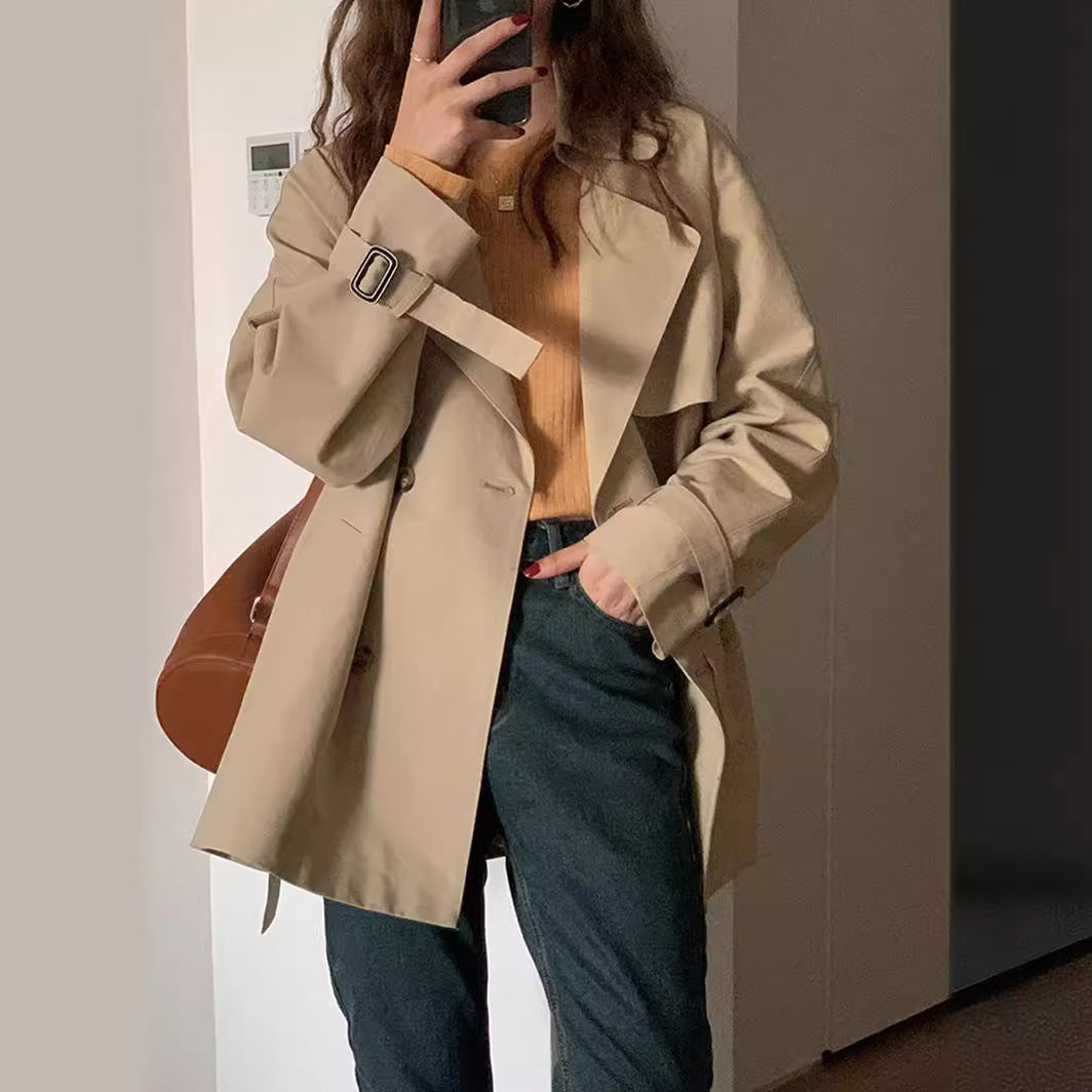 Tidligt Forår Efterår Ny Trenchcoat Jakke Dame Kort
