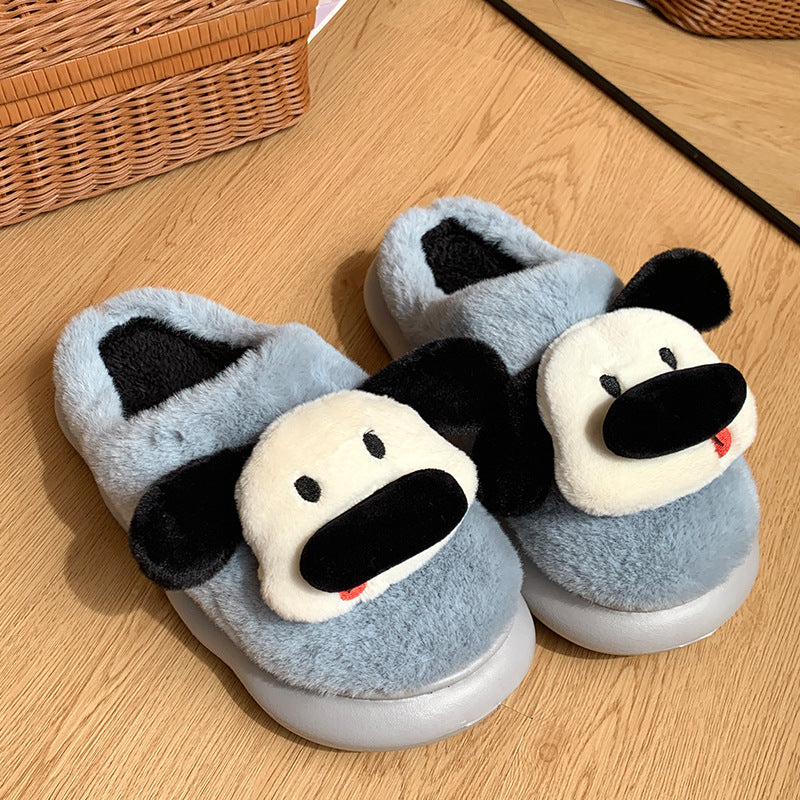 Home Fluffy Cute Cartoon Puppy Cotton Slippers