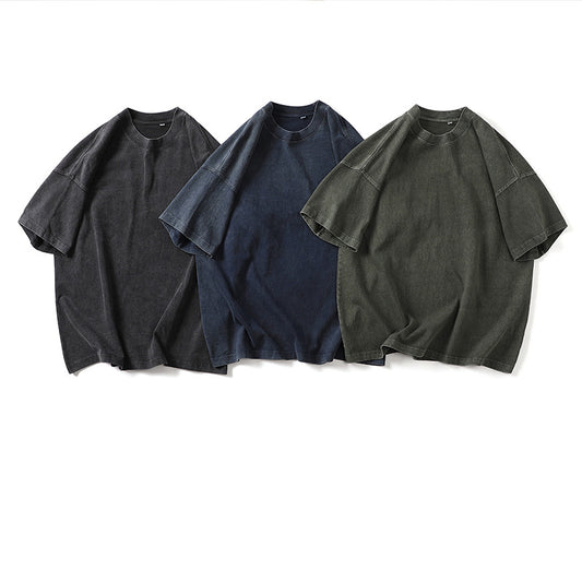 Sommerpar Løs Kortærmet Ensfarvet T-shirt