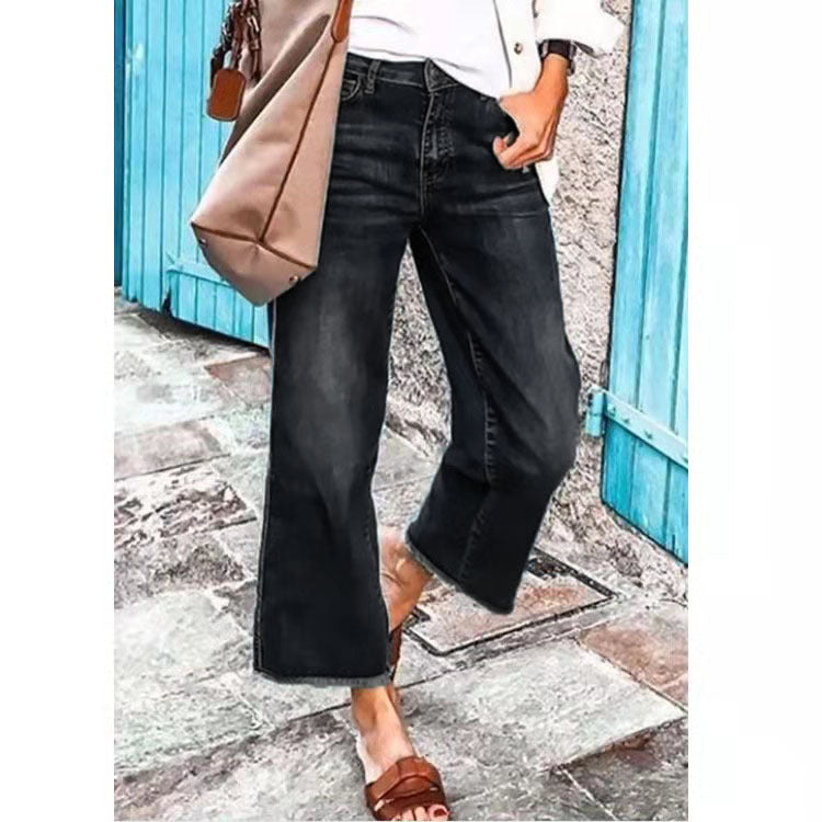 European And American Women's Jeans Temperament Commute Straight-leg Pants