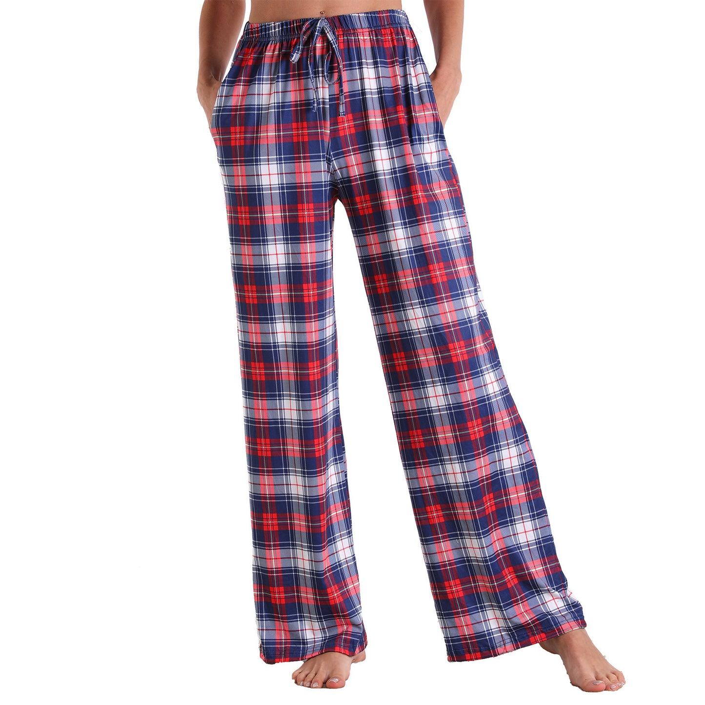 Stretch Cotton Straight-leg Pants Printing Elastic Cord Trousers