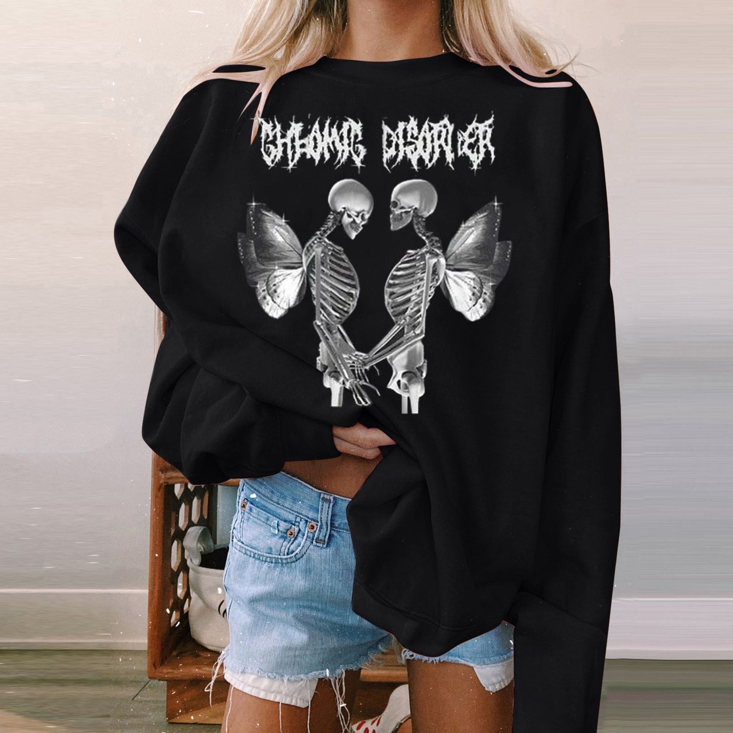 Kvinders Langærmet Afslappet Printet Polstret Sweatshirt til Halloween