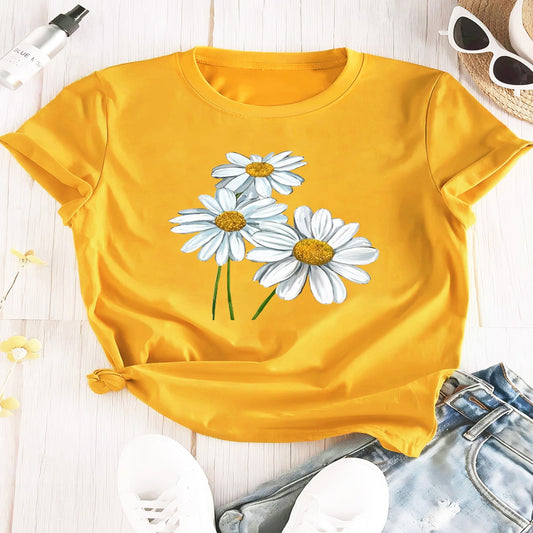 Cartoon Print T-Shirt, Summer Short Sleeve Casual Top