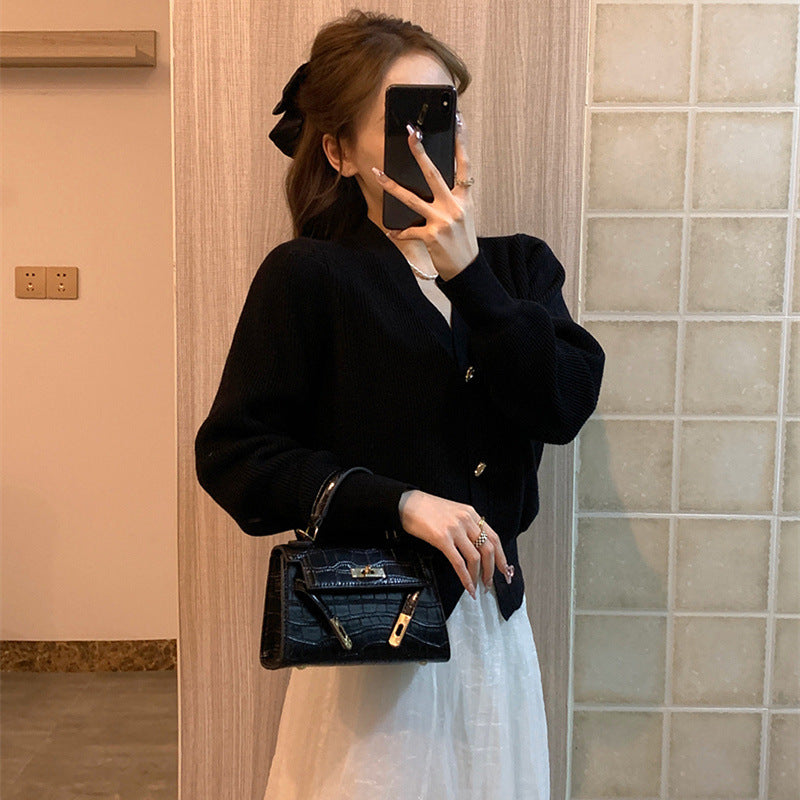 Slim Fit Fitted Waist Sweater Coat Women's Top