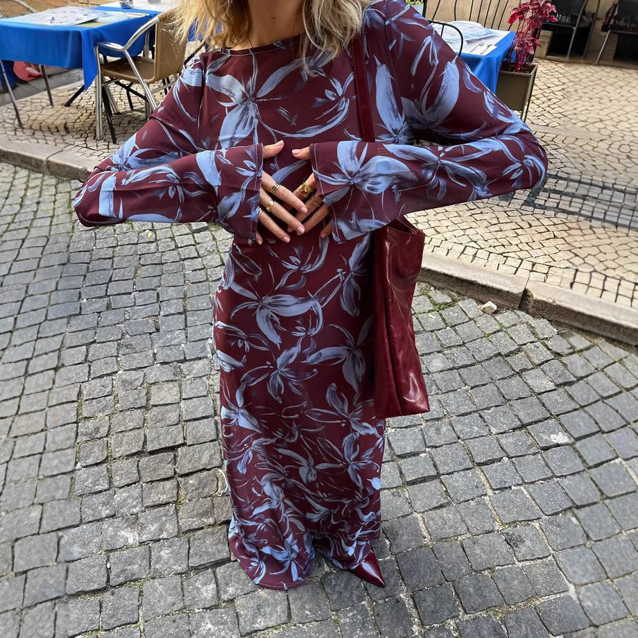 Fashionable Slim-fit Printed Dress For Women