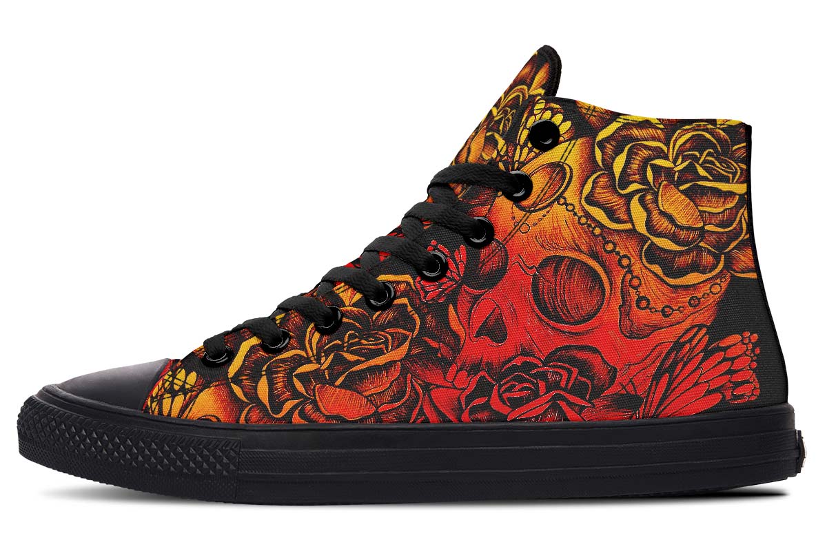 Men's And Women's Fashion Color Printing High-top Canvas Shoes