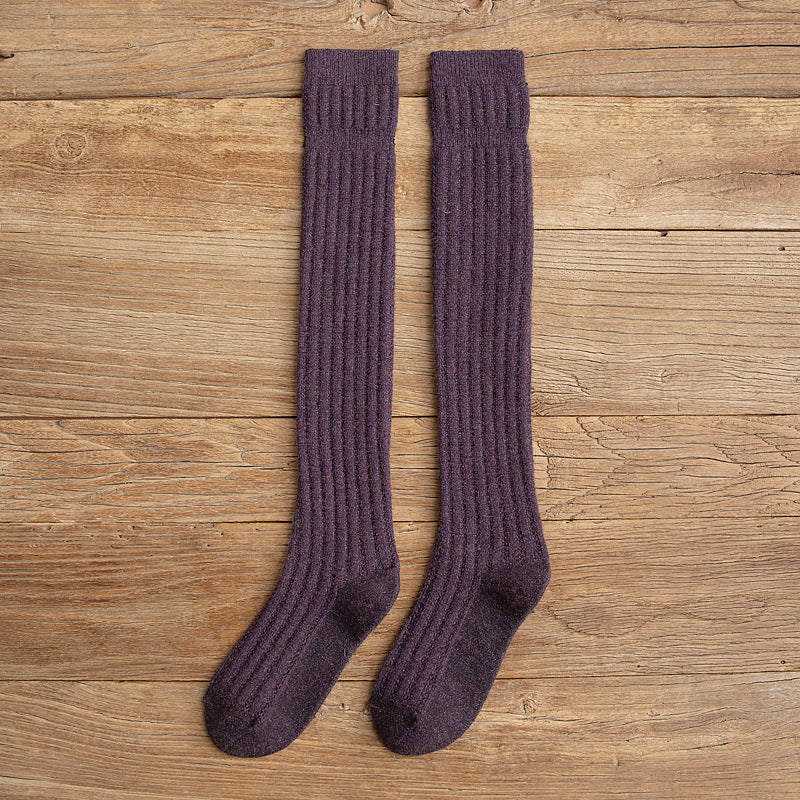 Simple College Wind Over The Knee Socks