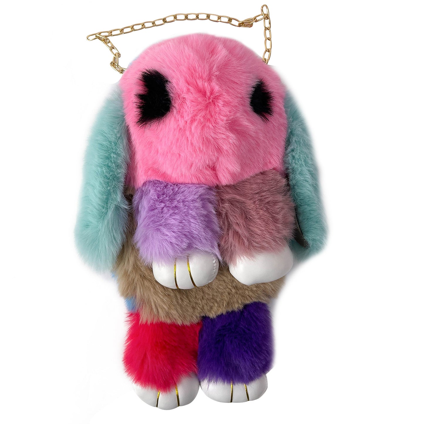 Plush Bag New Cute Contrast Color Jonstew Chain Backpack Girls' Shoulder Crossbody Fur Bag