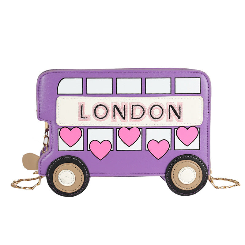 Women's Fashion Personalized Embroidered Love Letters Small Car Shape Crossbody Bag