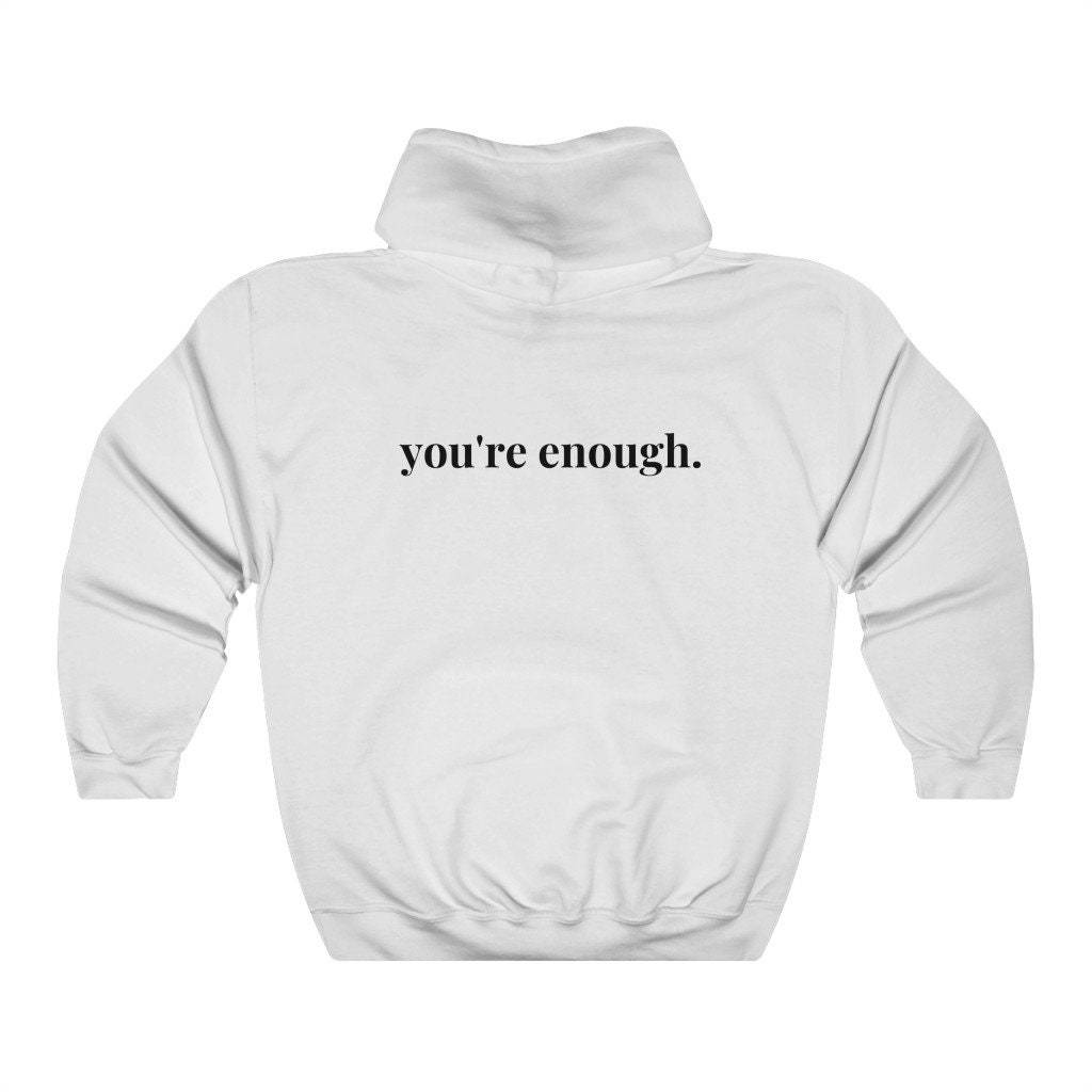 You're Enough Printet Casual Hættetrøje med Lomme på Ryggen