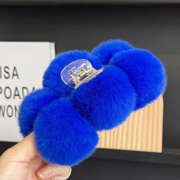 Elegant Rex Rabbit Fur Ball Grip Large Plush