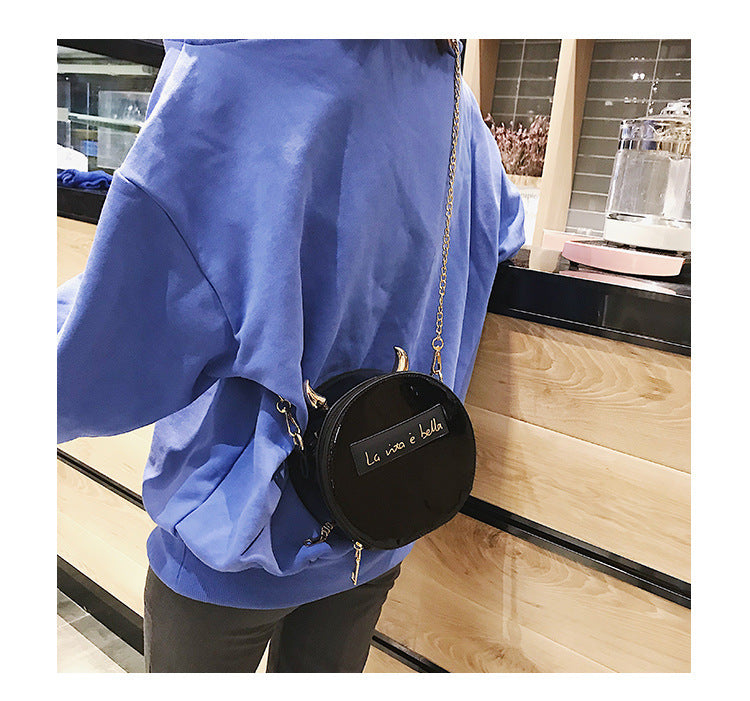 Personalized Corner Patent Leather Shoulder Bag Little Devil Bag Chain Crossbody Bag