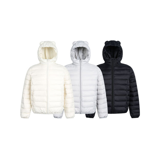 Womens Warm Hooded Duck Down Jacket With Ribbed Design
