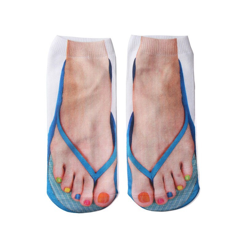 Women's Fashion Personality Flip-flops Nail Printing Socks
