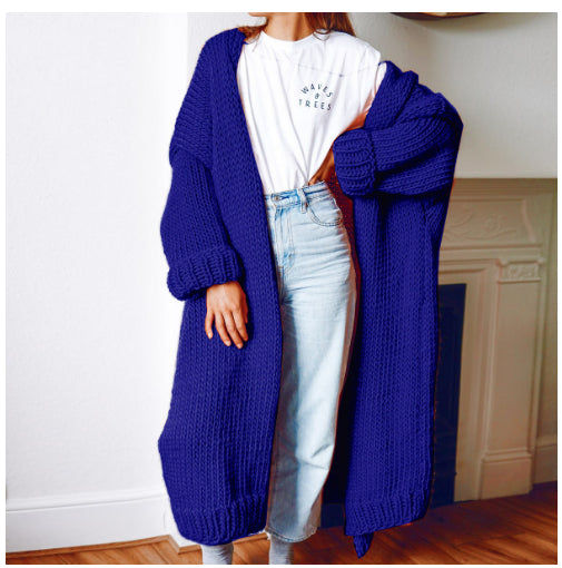 Long Solid Color Plus Size Loose Cardigan Sweater Coat