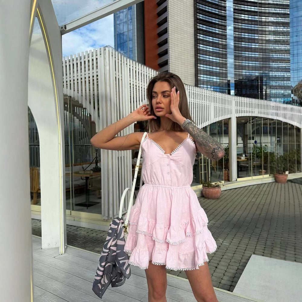 White Lace Panelled Slip Base-Layer Dress