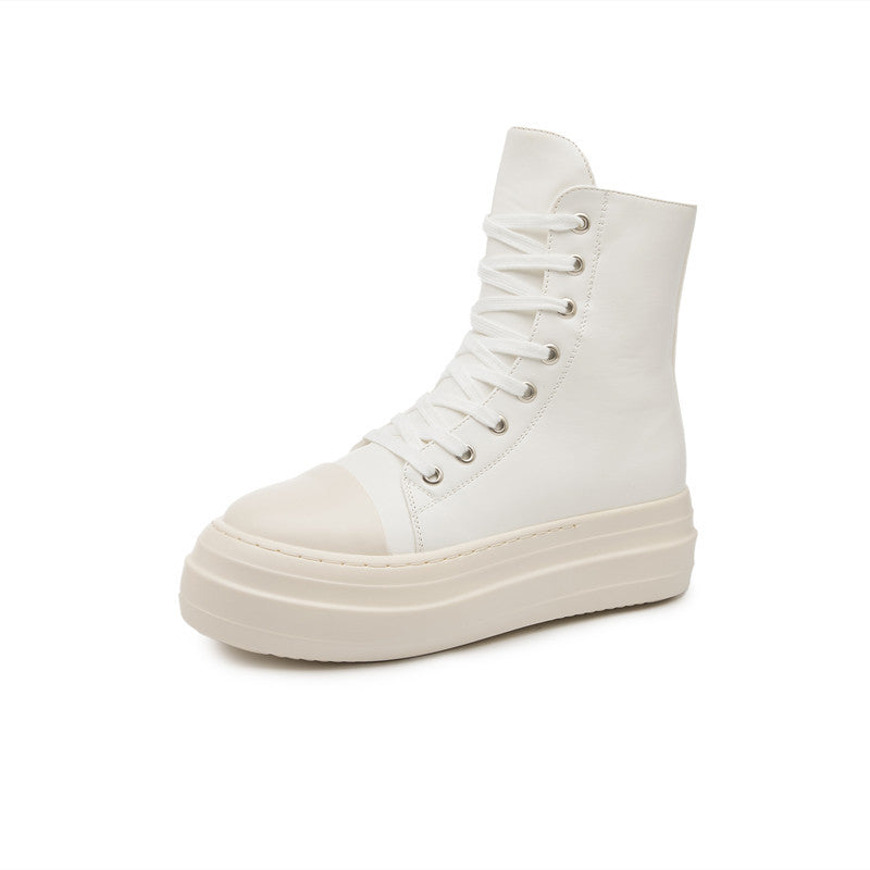 Ladies Candy Color Thick Sole Heightening Casual Shoes High Top