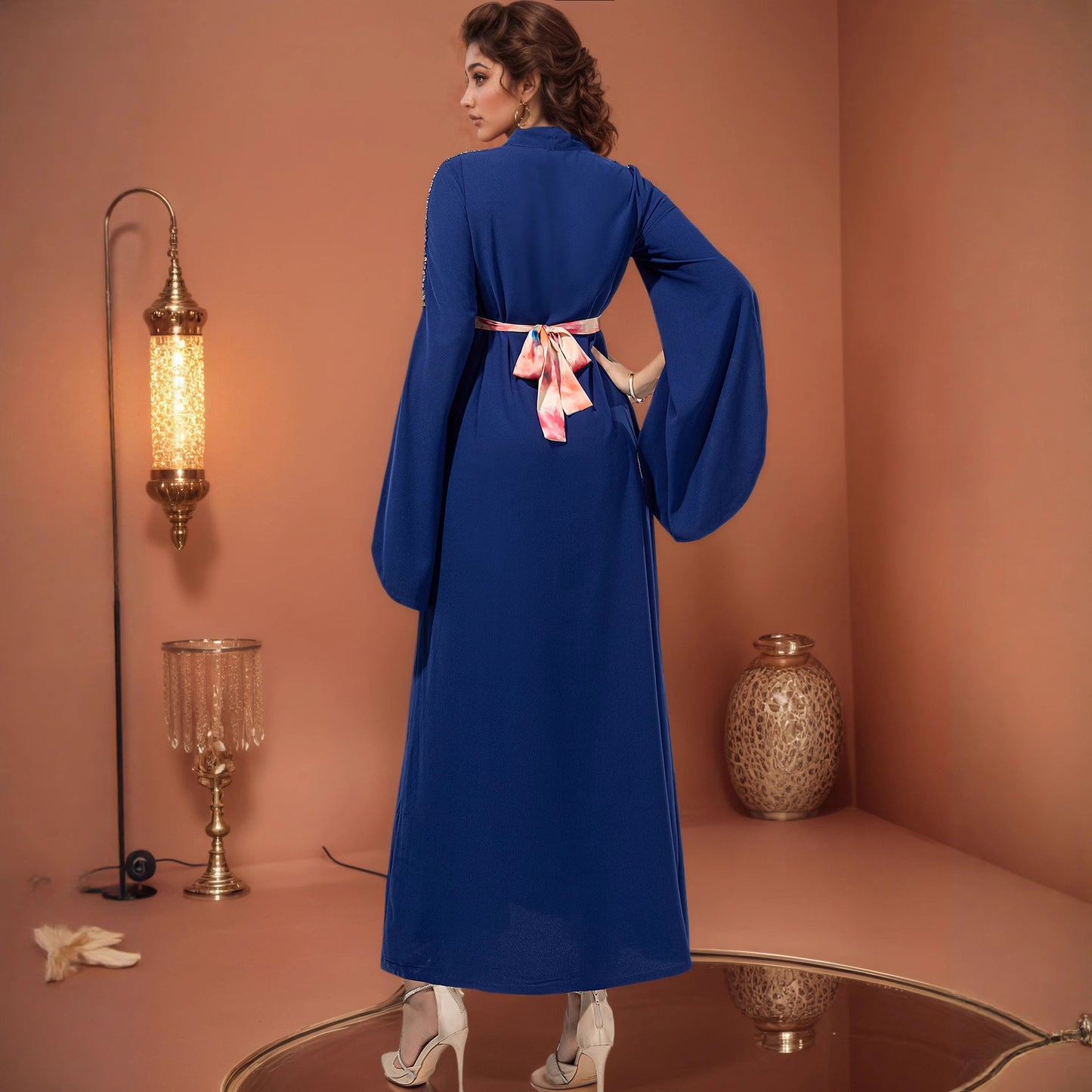 Desert Starry Sky Dark Blue Gown Hand-Inlaid