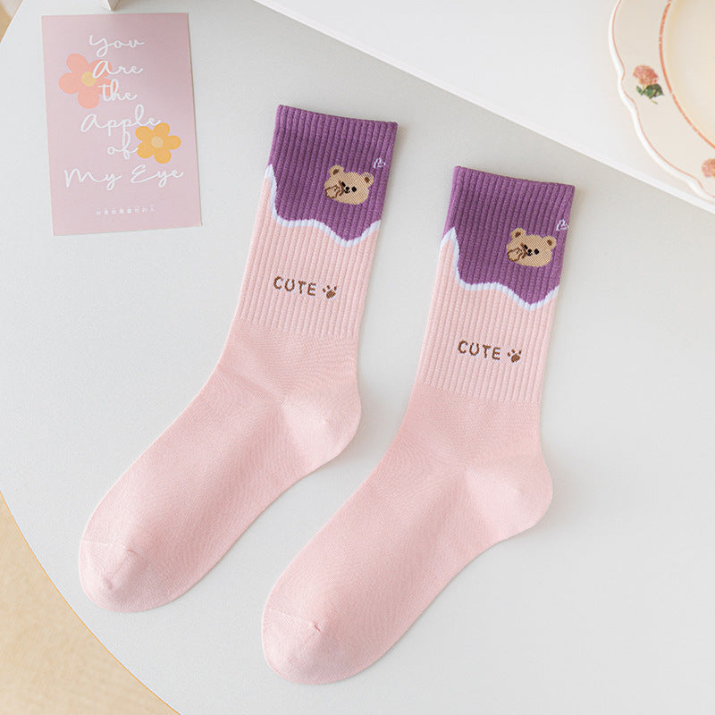 Women's Medium Length Cartoon Jacquard Socks