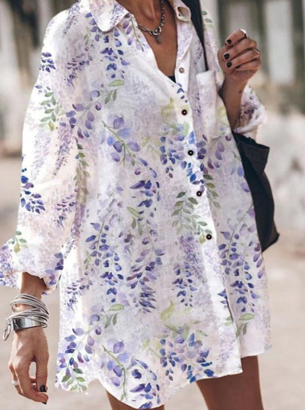 Autumn Collarless Long-sleeved Women's Shirt Long Sweater Casual Shirt