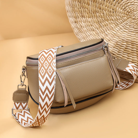New First Layer Cowhide Saddle Bag Large Capacity Shoulder Bag