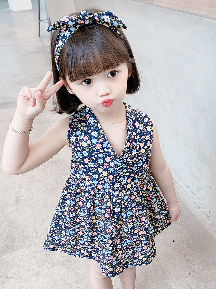 Girls Summer Ruffled Spaghetti Straps Dress