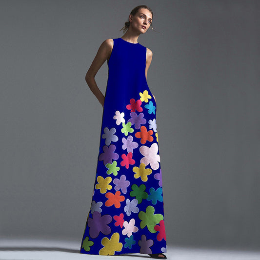 European And American Women's Sleeveless Printed Dresses