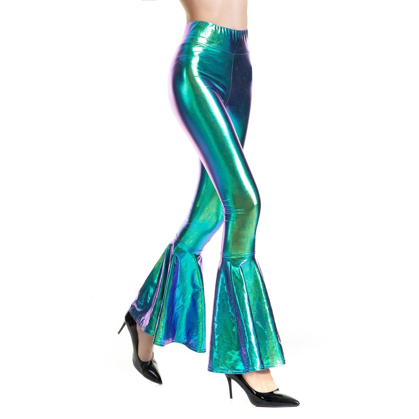 Fashion Elastic Waist Tapered Flare Pants