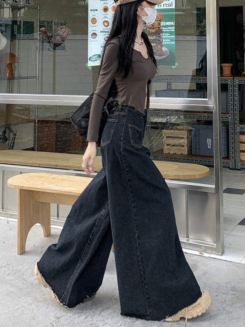 Dame-retro-jeans med høj talje og smal pasform