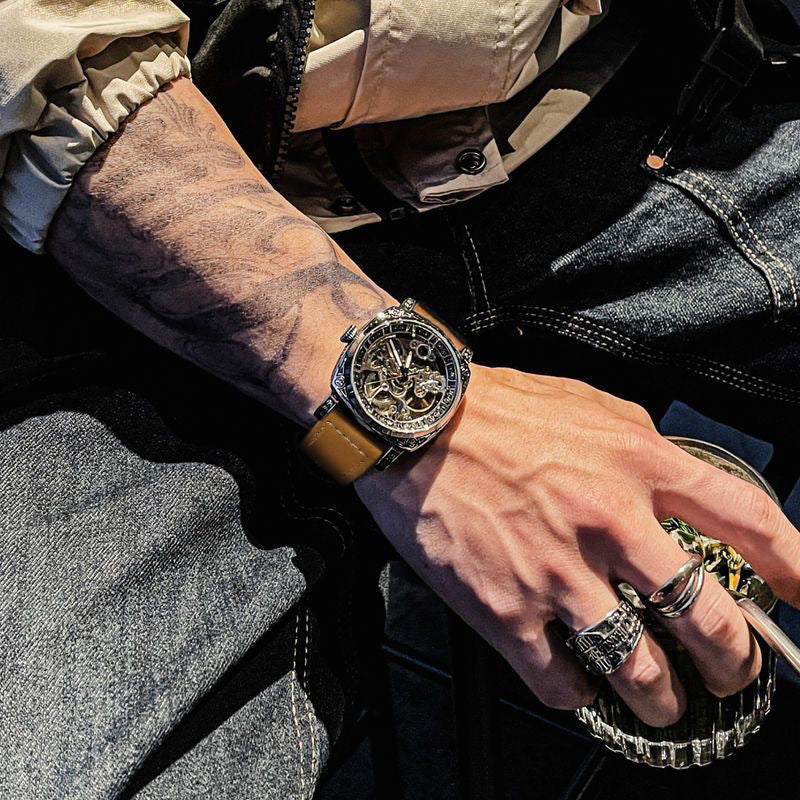 Relief-cut Hollowed-out Fully Automatic Mechanical Watch For Men