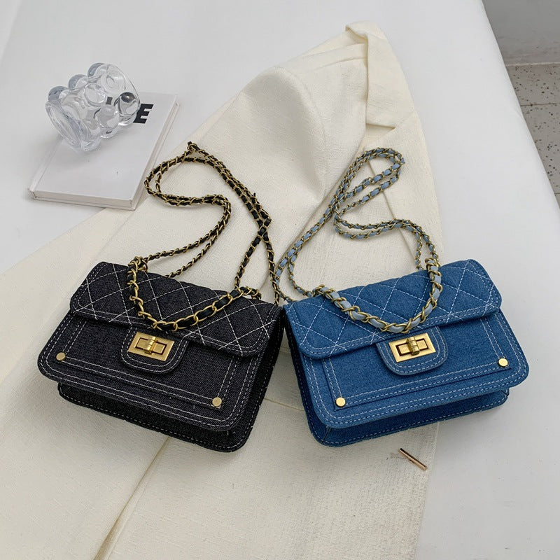 Casual Denim Shoulder Bag High-grade Lock Messenger Bag