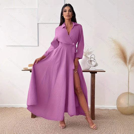 Womens Fashion Printed Long-Sleeve Dress