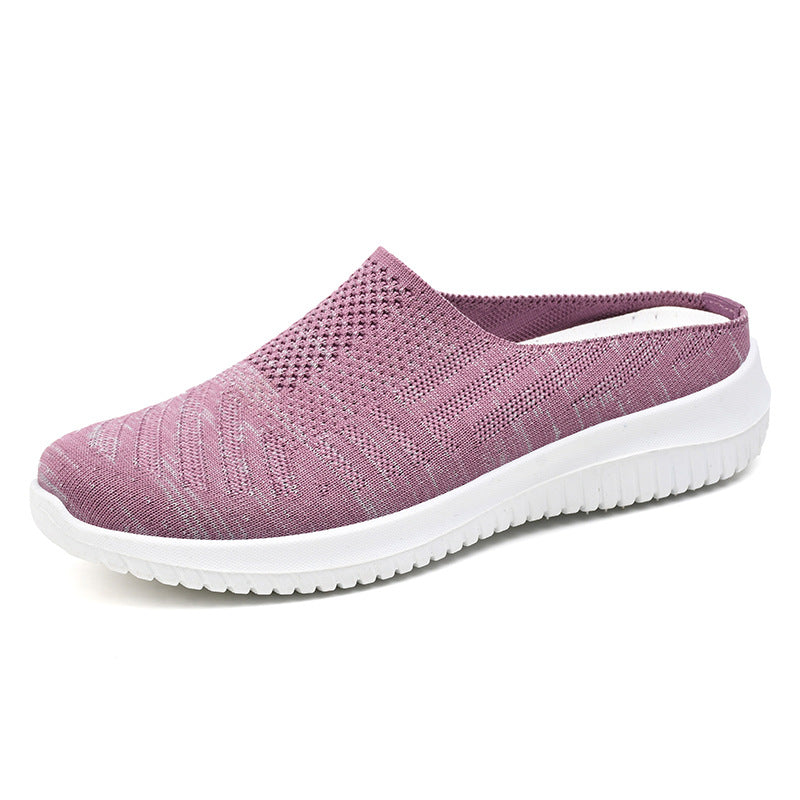 Plus Size Toe Cap Semi Slipper Breathable Soft Bottom Casual Mom Shoes Outdoor Slippers