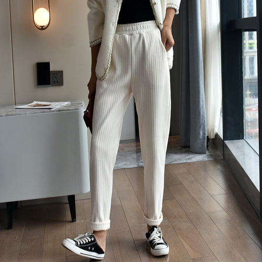 Fashion Women's Thick Warm Mink Velvet Trousers
