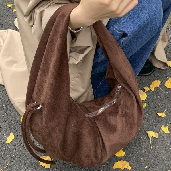Suede Retro Minimalist Casual Pleated Tote Bag