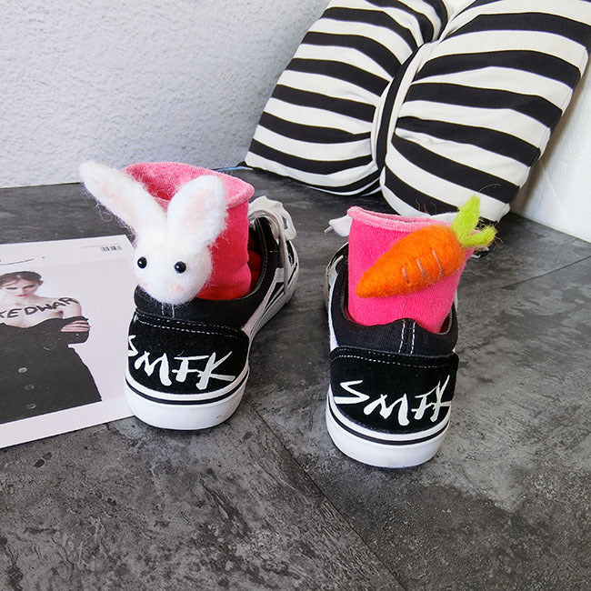 Personalized Rabbit Carrot Asymmetric Wool Felt Socks