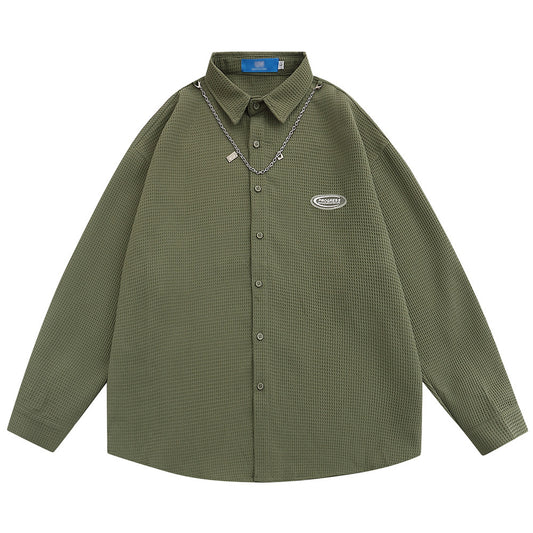 Simple Style Long Sleeve Shirt With Necklace